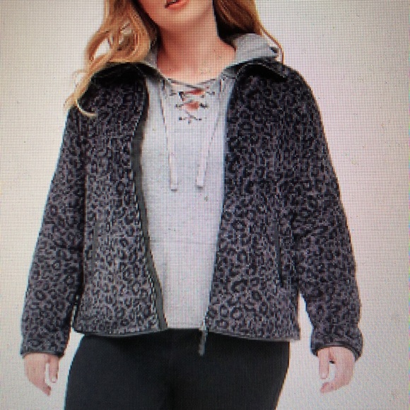 TORRID NWT Faux Shearling leopard print gray zip front jackets- size 2x … - Picture 2 of 12